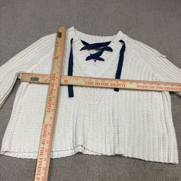 Aerie Sweater Ivory Blue Long Sleeve Pullover Women’s Size Small - Picture 2 of 12